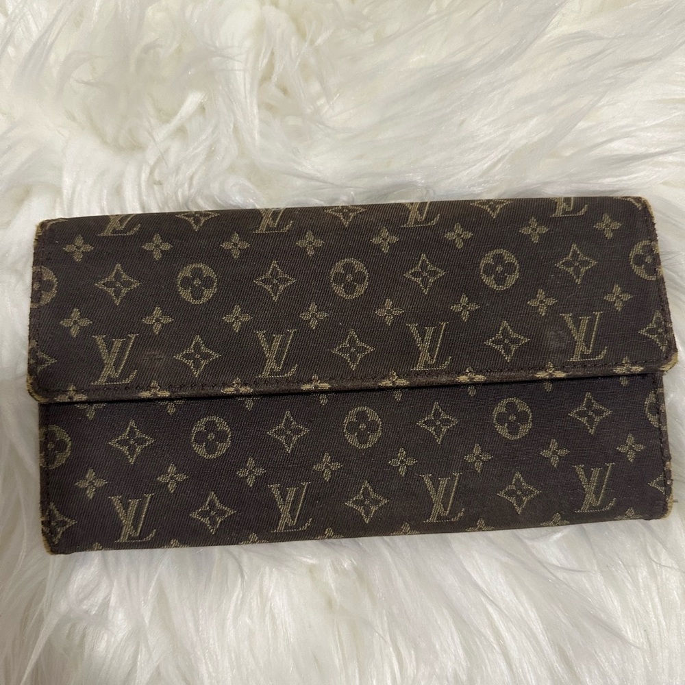 Louis Vuitton Brown Monogram Mini Lin Sarah Ebene Long wallet